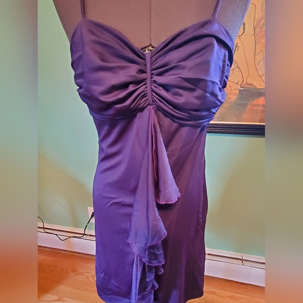 Vintage Purple Polyester Ruched Dress By Jack Hartley